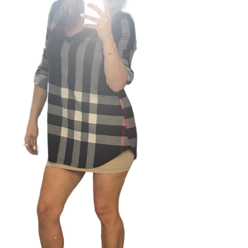 Plaid Long Sleeve Tunic Top